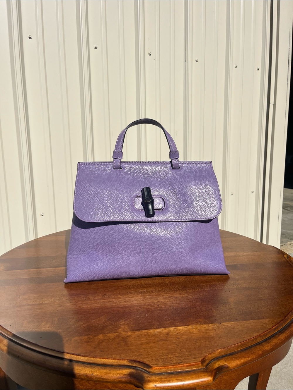 Rare Gucci Bamboo Daily Top Handle Bag - Lavender Purple Leather